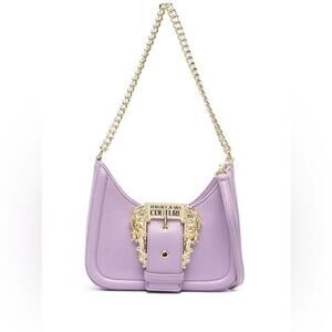 Versace Jeans Couture Lilac Shoulder Bag Gold Logo Buckle Chain Strap NWT